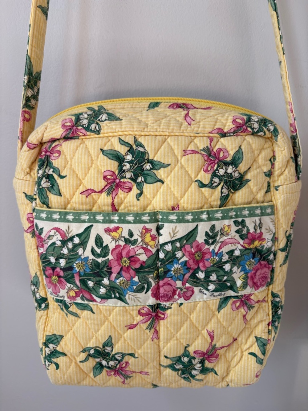 Vintage Vera Bradley Hope Yellow Floral Crossbody Bag 2002